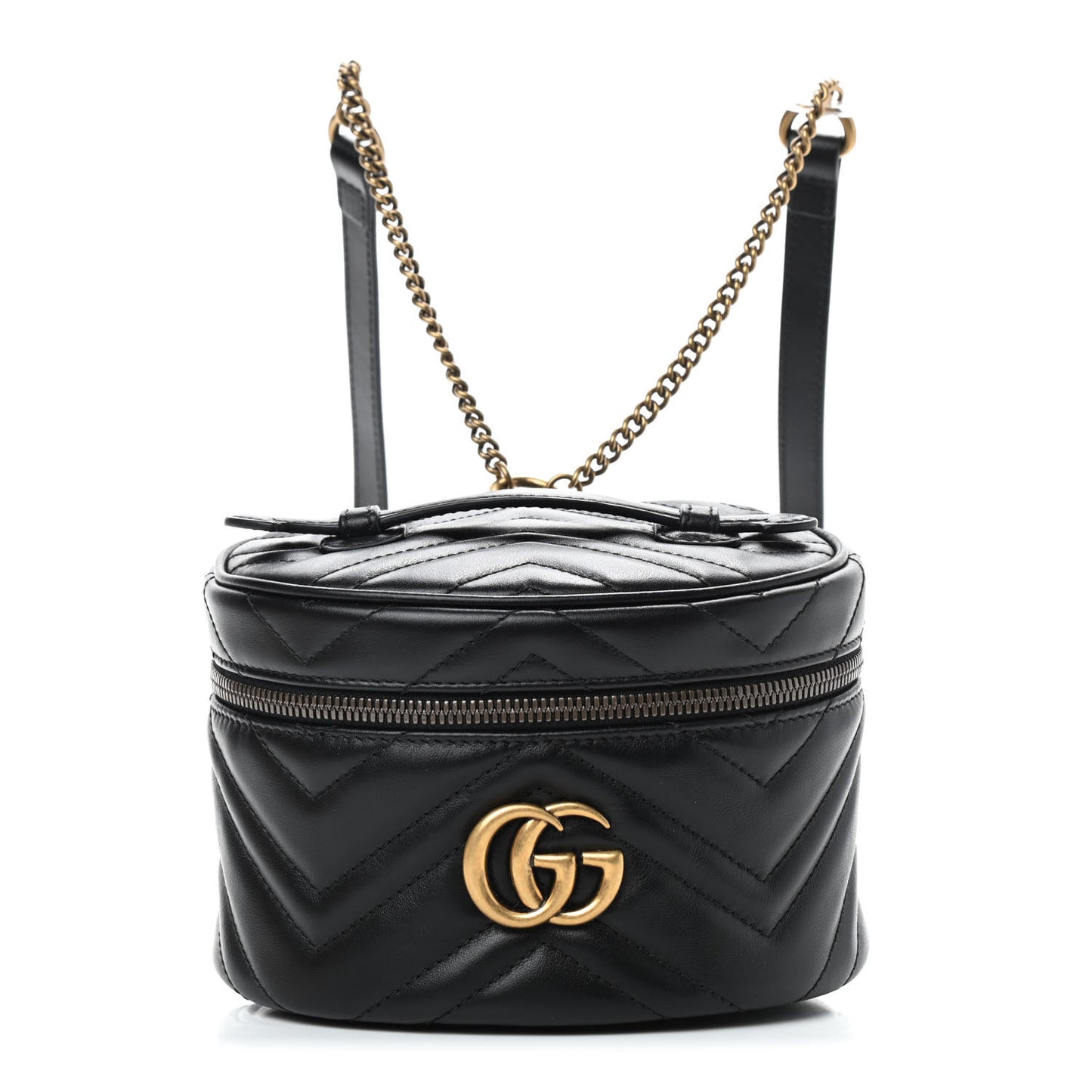 Calfskin Matelasse Mini GG Marmont Round Backpack Black