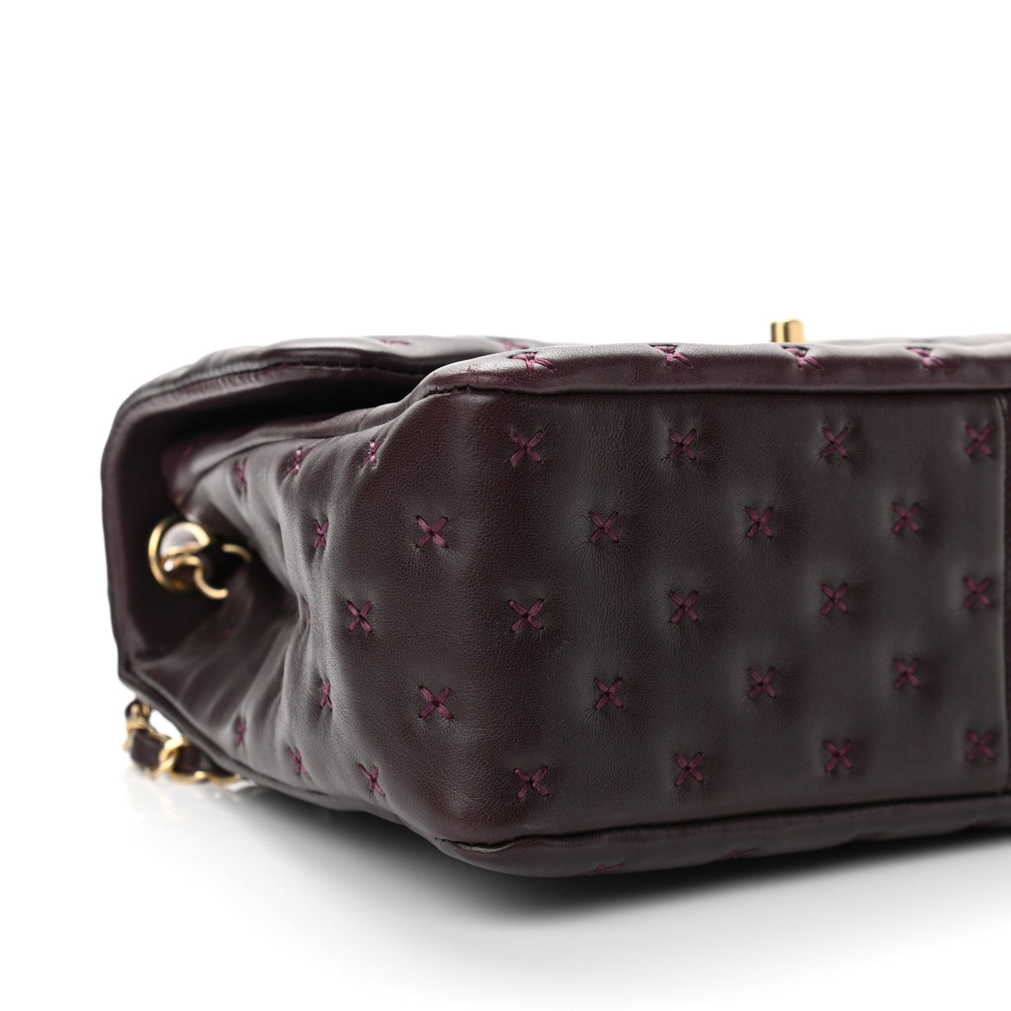 Lambskin Cross Stitch Small Coco Handle Flap Burgundy