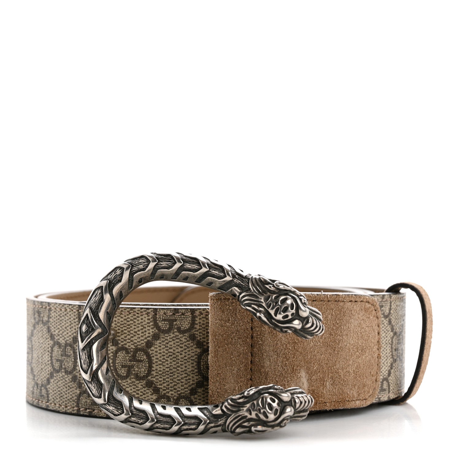 Gucci GG Supreme Monogram Suede Dionysus 40mm Belt 90 36 Beige Taupe 1 of 7