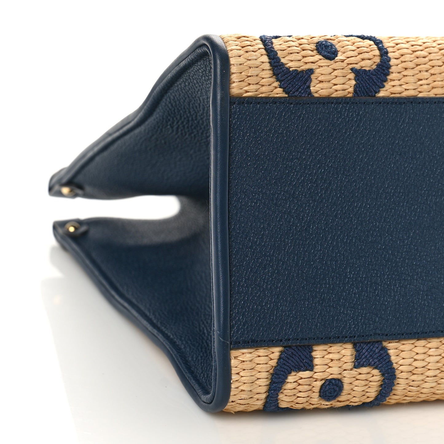 Raffia Calfskin Monogram Giant Onthego MM Blue