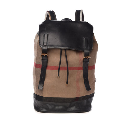 Burberry Canvas Mega Check Doran Backpack Black 1 of 9