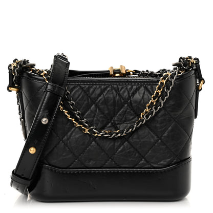 Chanel Aged Calfskin Quilted Small Gabrielle Hobo Black 1 of 10