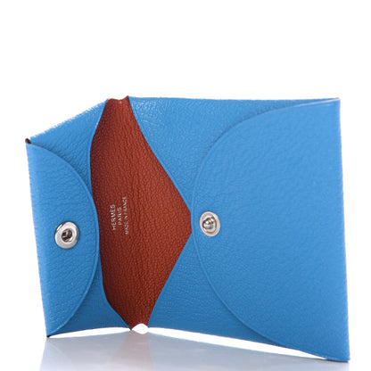 Hermes Chevre Mysore Bastia Verso Coin Purse Bleu Frida Cuivre 5 of 7