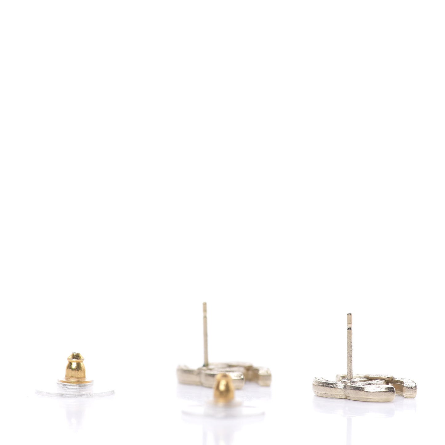 Metal Engraved CC Earrings Gold