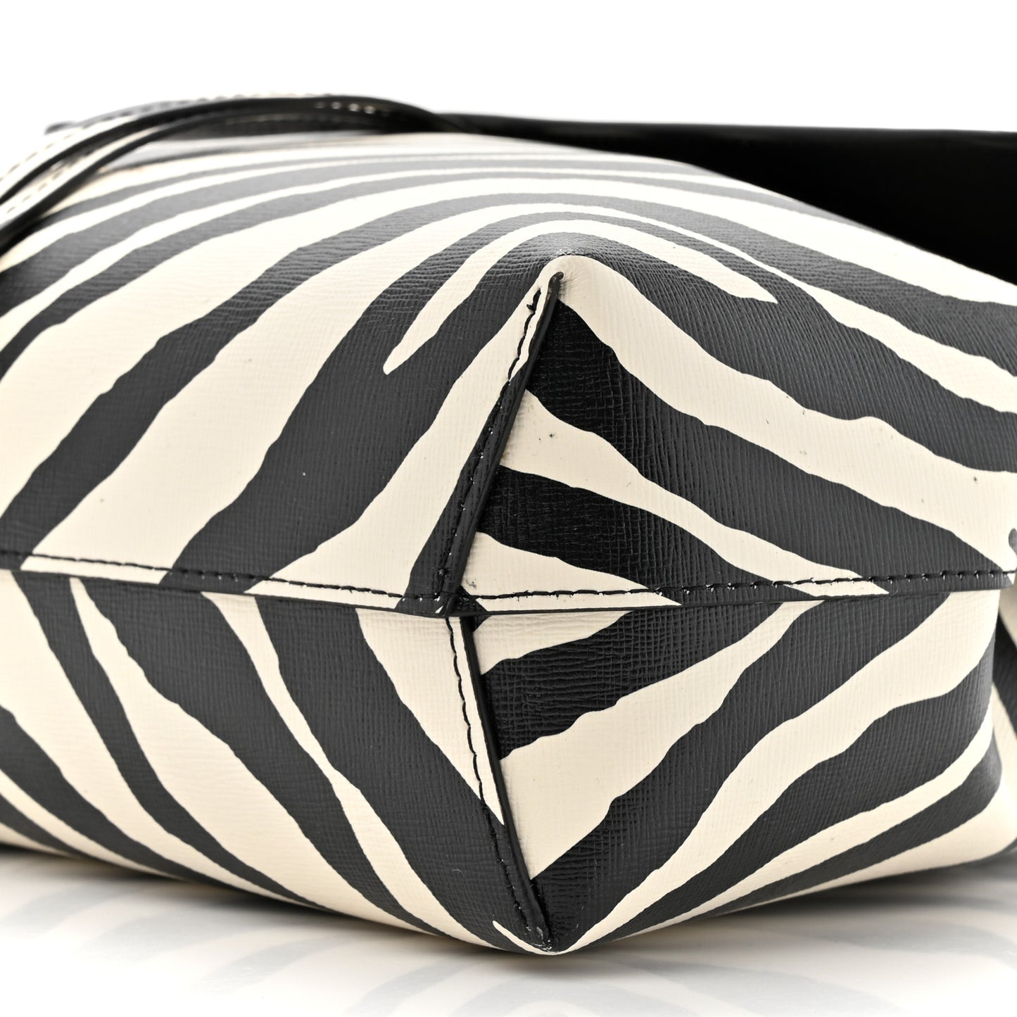 Saffiano Zebra Print Mini Lady Bag Black White