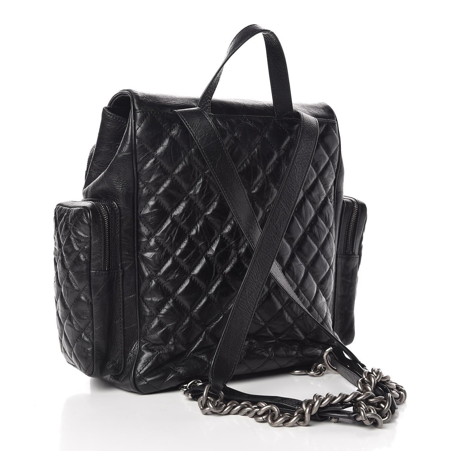 Chanel Aged Calfskin Quilted Large Casual Rock Backpack Black 3 of 15