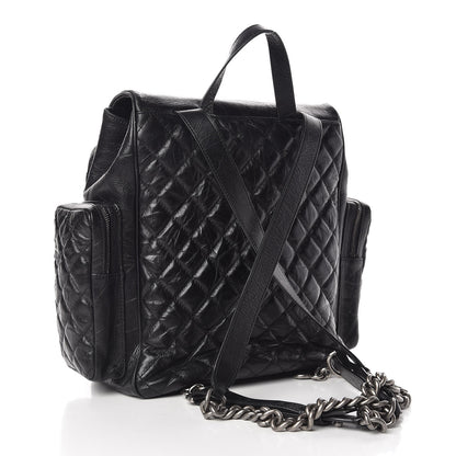 Chanel Aged Calfskin Quilted Large Casual Rock Backpack Black 3 of 15