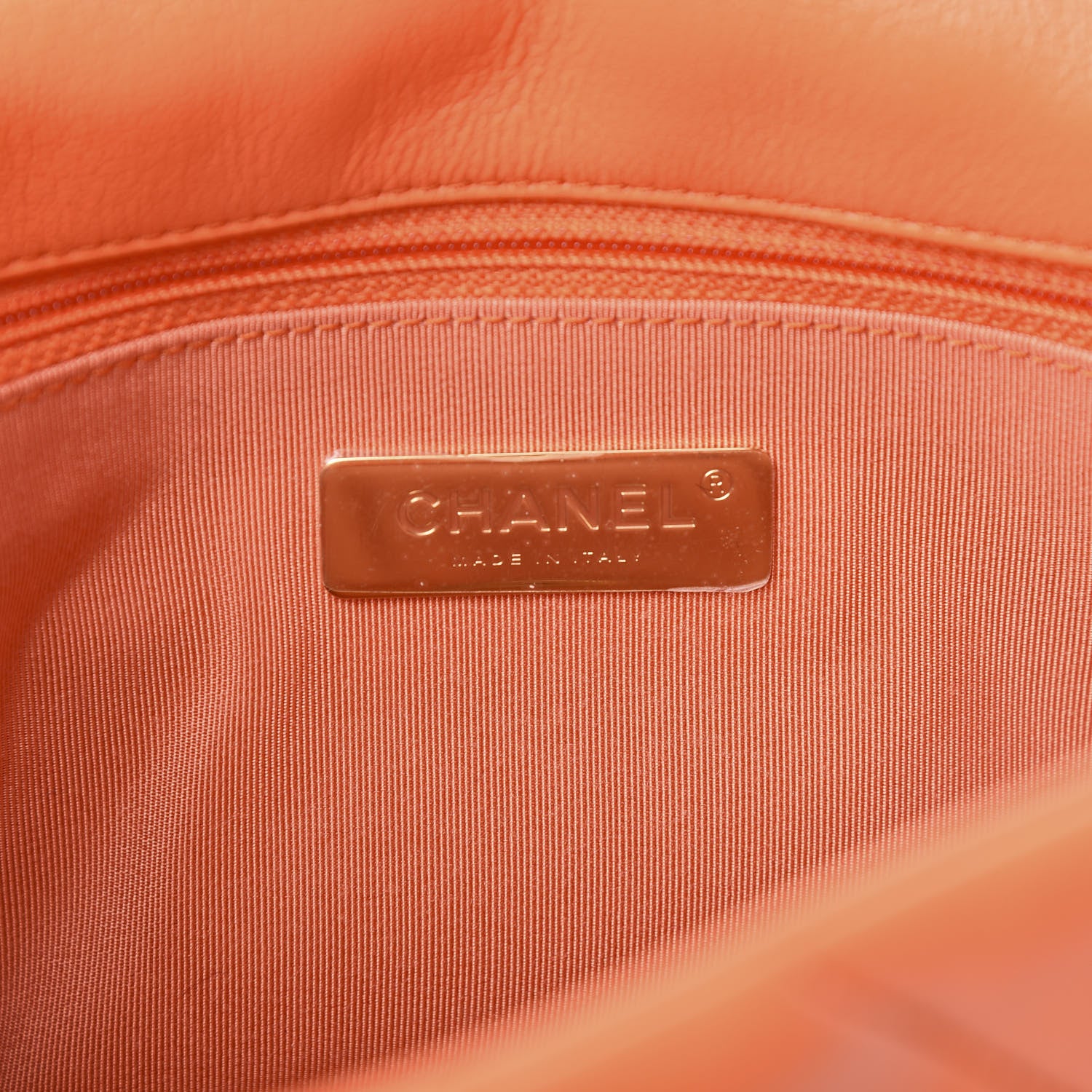 Chanel Goatskin Quilted Medium 19 Flap Orange 6 of 11