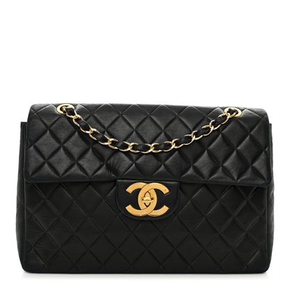 Chanel Lambskin Quilted XL Jumbo Single Flap Black 1 of 14