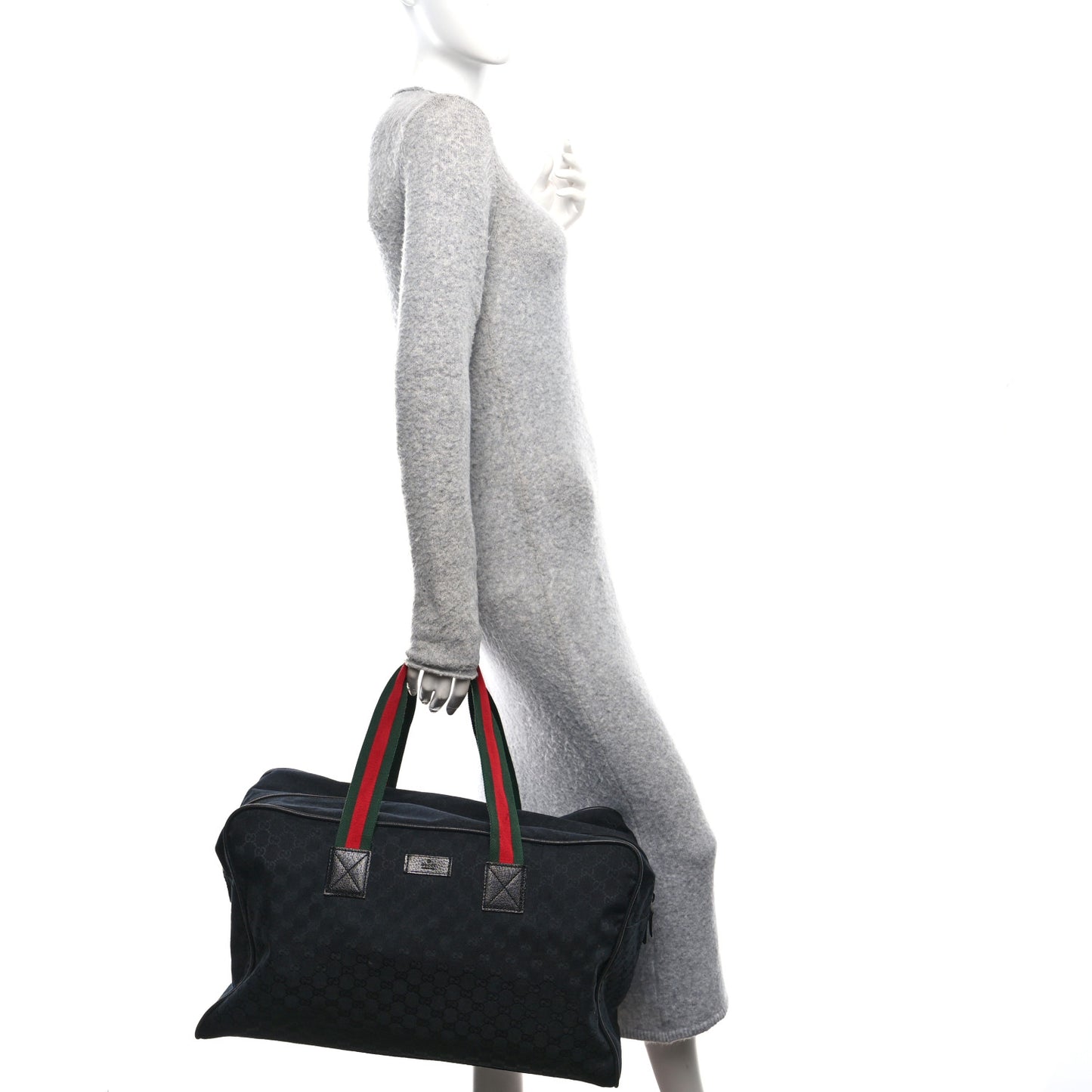 GG Monogram Web Large Collapsible Carry On Duffle Bag Black