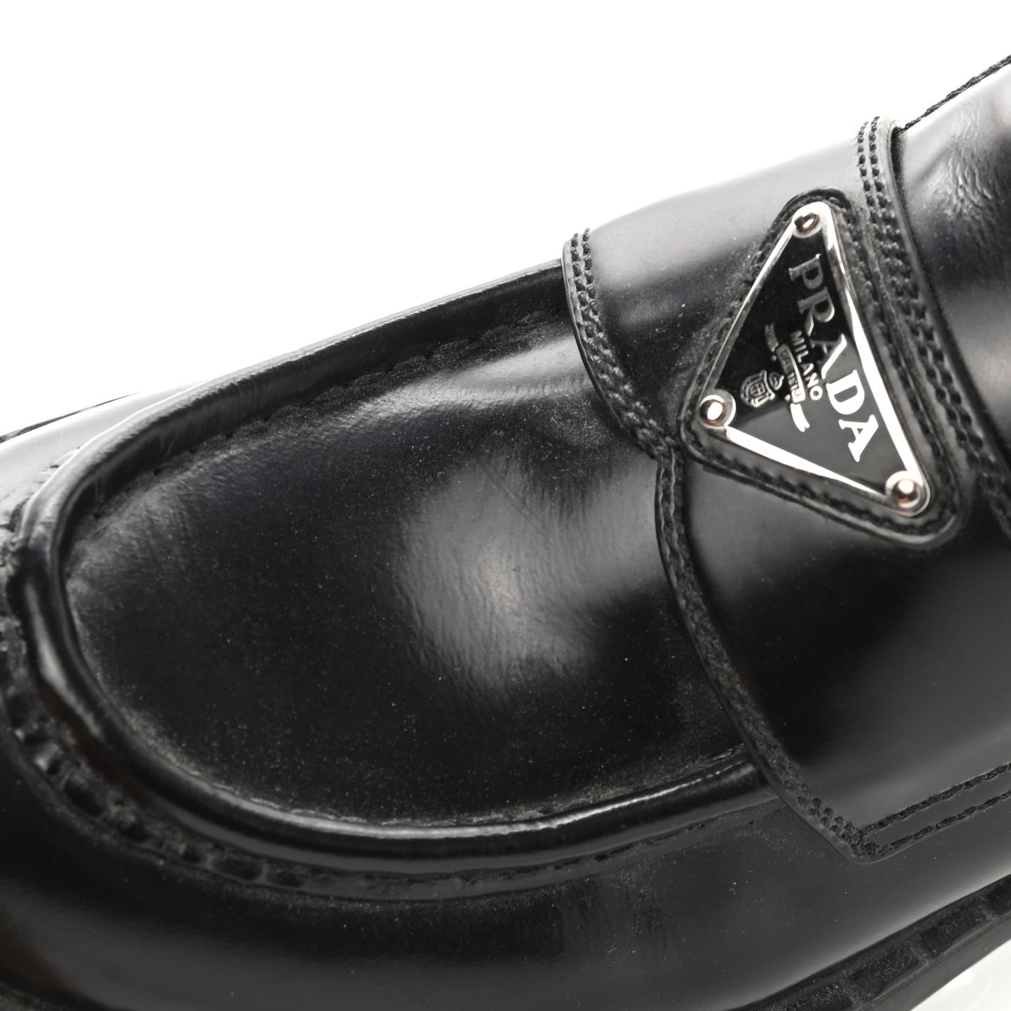 Spazzolato Metal Triangle Logo 50mm Loafers 38 Black