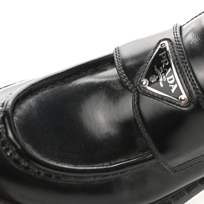 Prada Spazzolato Metal Triangle Logo 50mm Loafers 38 Black 9 of 12