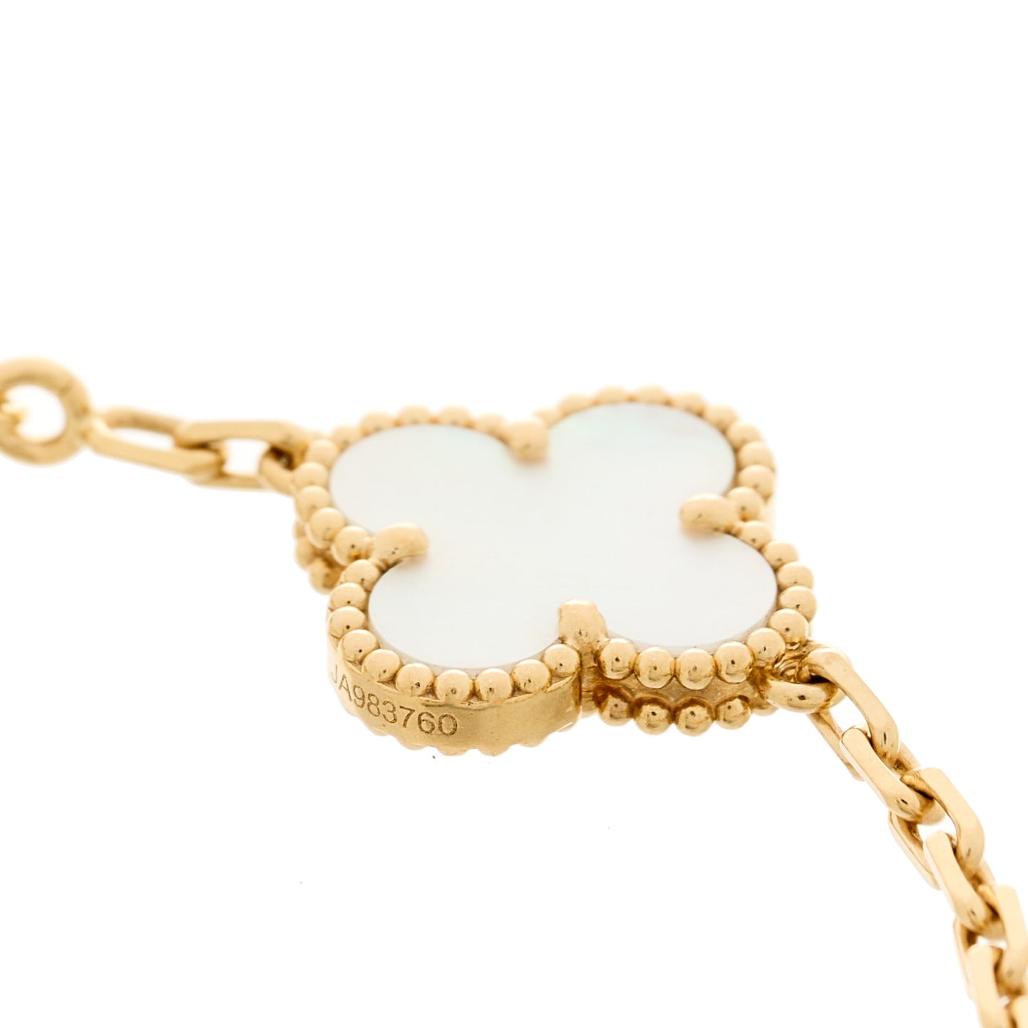 18K Yellow Gold Mother of Pearl 5 Motifs Vintage Alhambra Bracelet