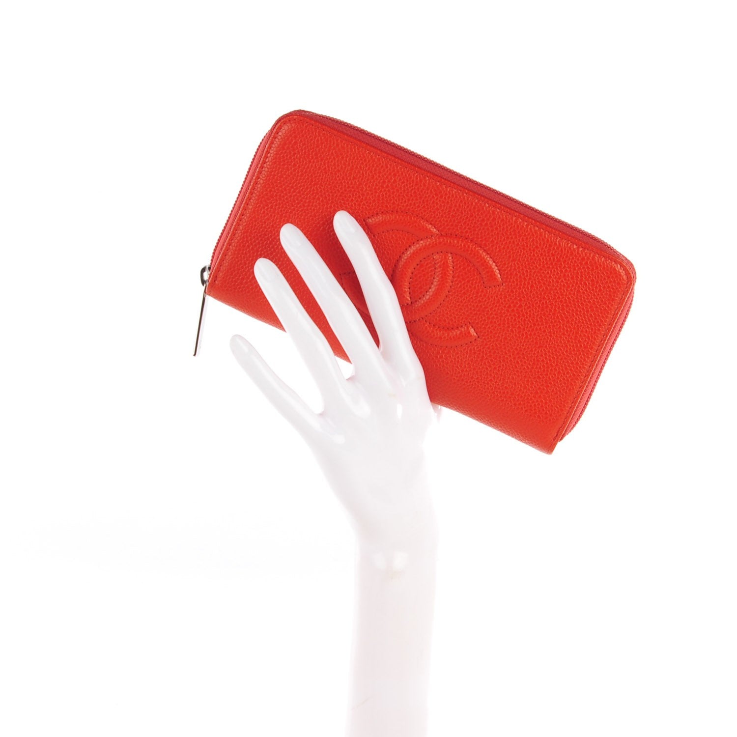 Chanel Caviar Large Timeless CC Zipped Wallet Orange 2 of 9
