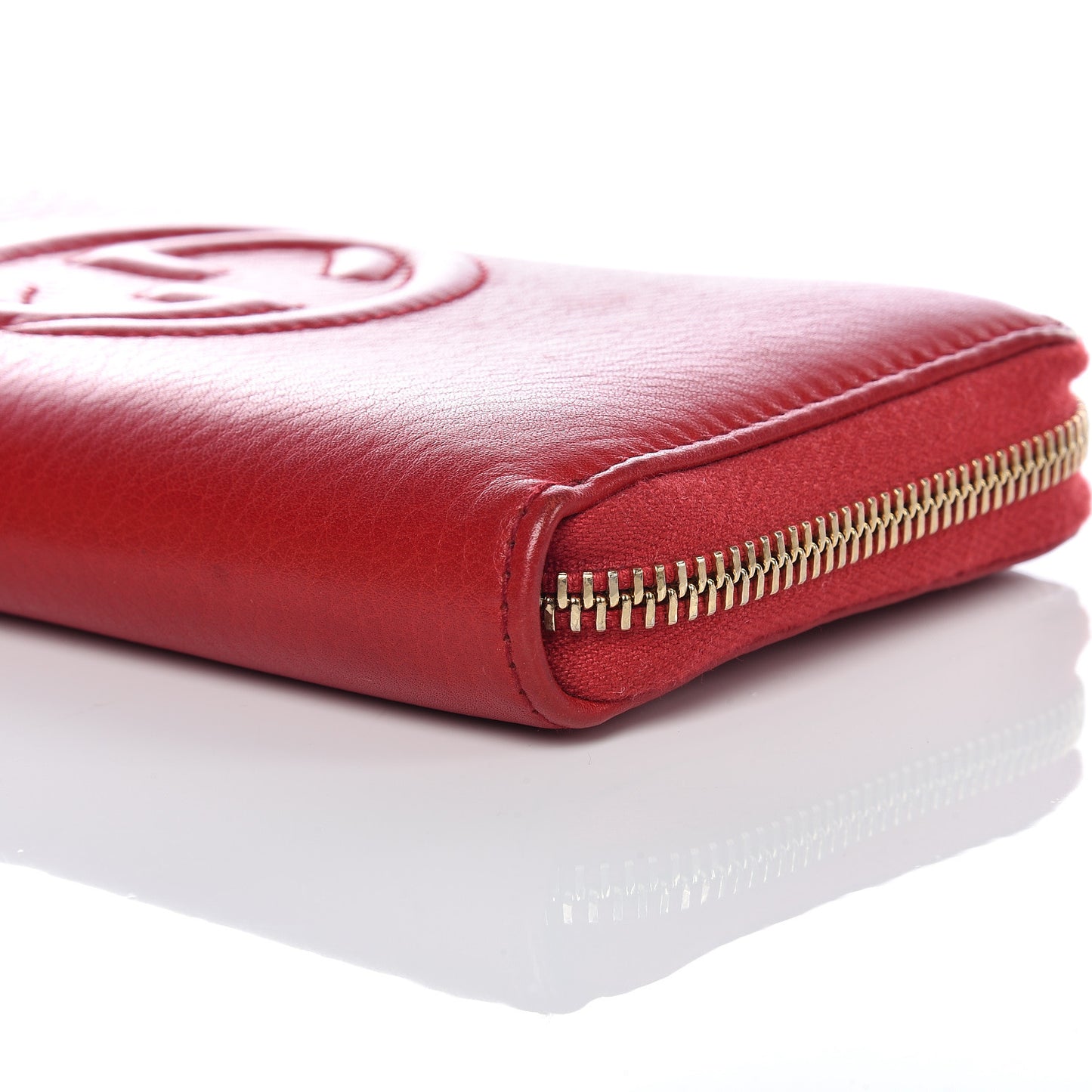 Pebbled Calfskin Soho Zip Around Wallet Red