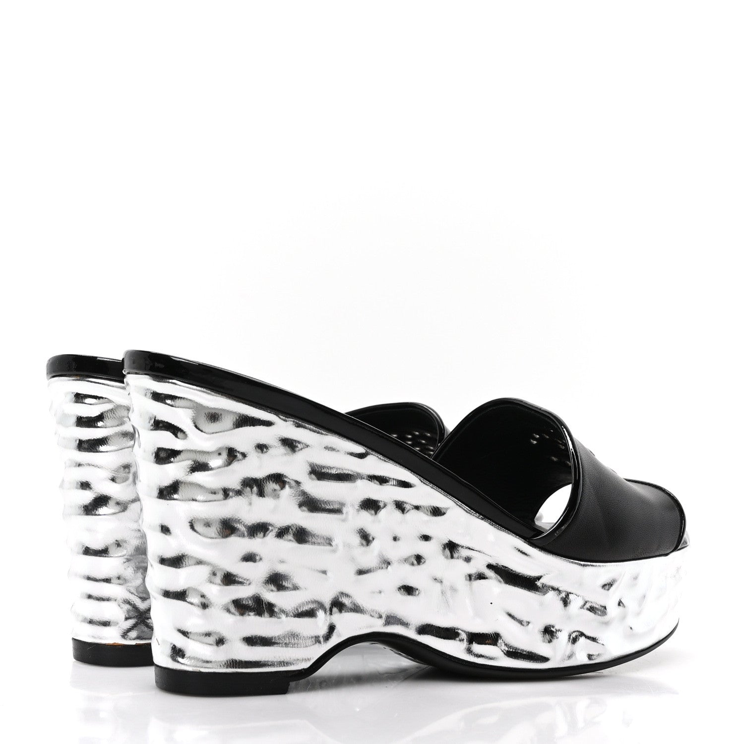 Chanel Lambskin Metallic Wedge 35.5 Black 5 of 9