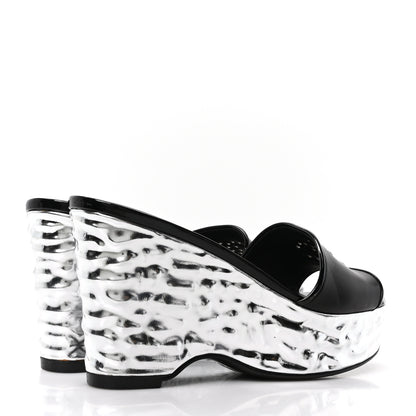 Chanel Lambskin Metallic Wedge 35.5 Black 5 of 9