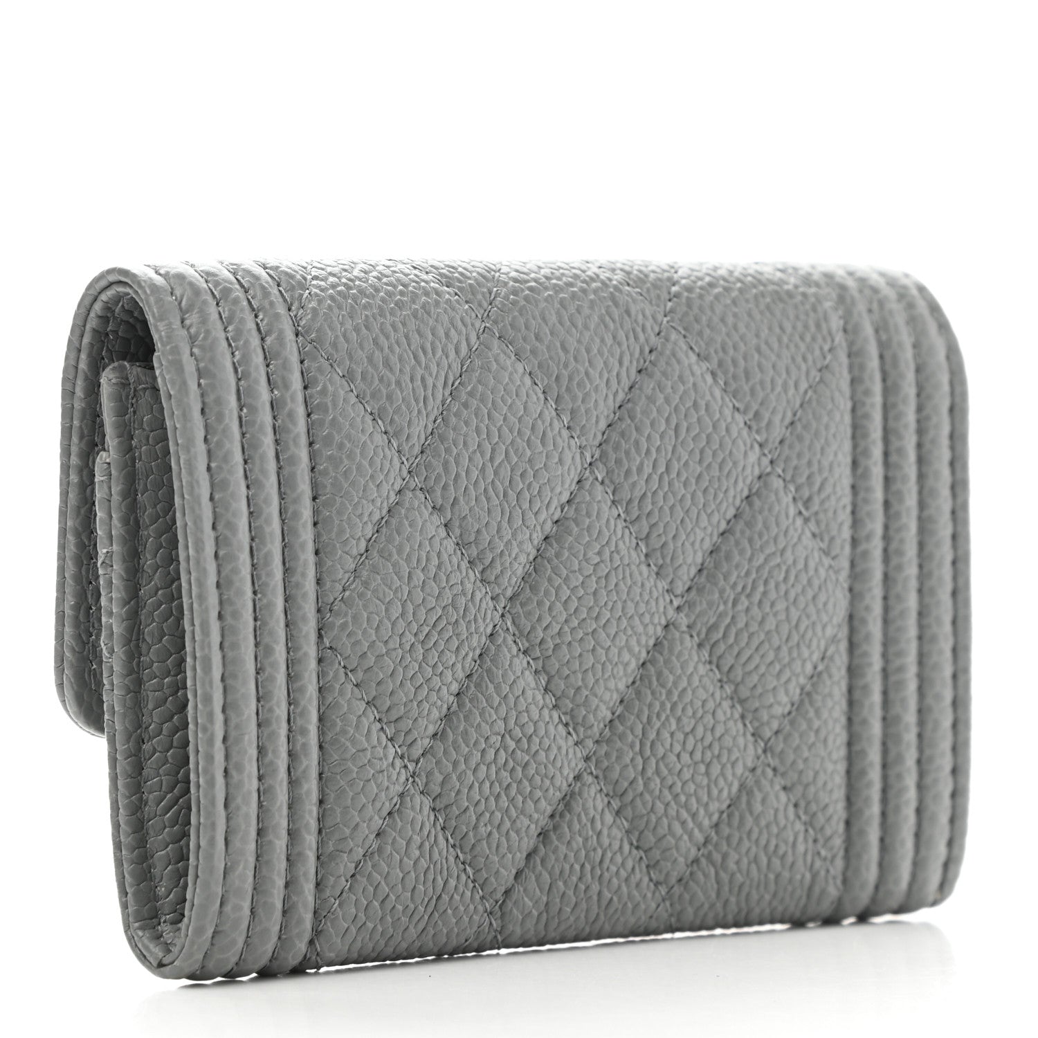 Chanel Caviar Quilted Boy Flap Card Holder Grey 3 of 9