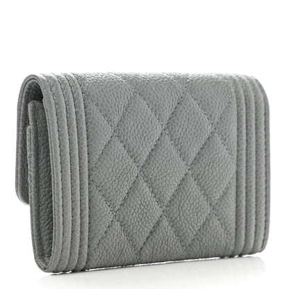 Chanel Caviar Quilted Boy Flap Card Holder Grey 3 of 9