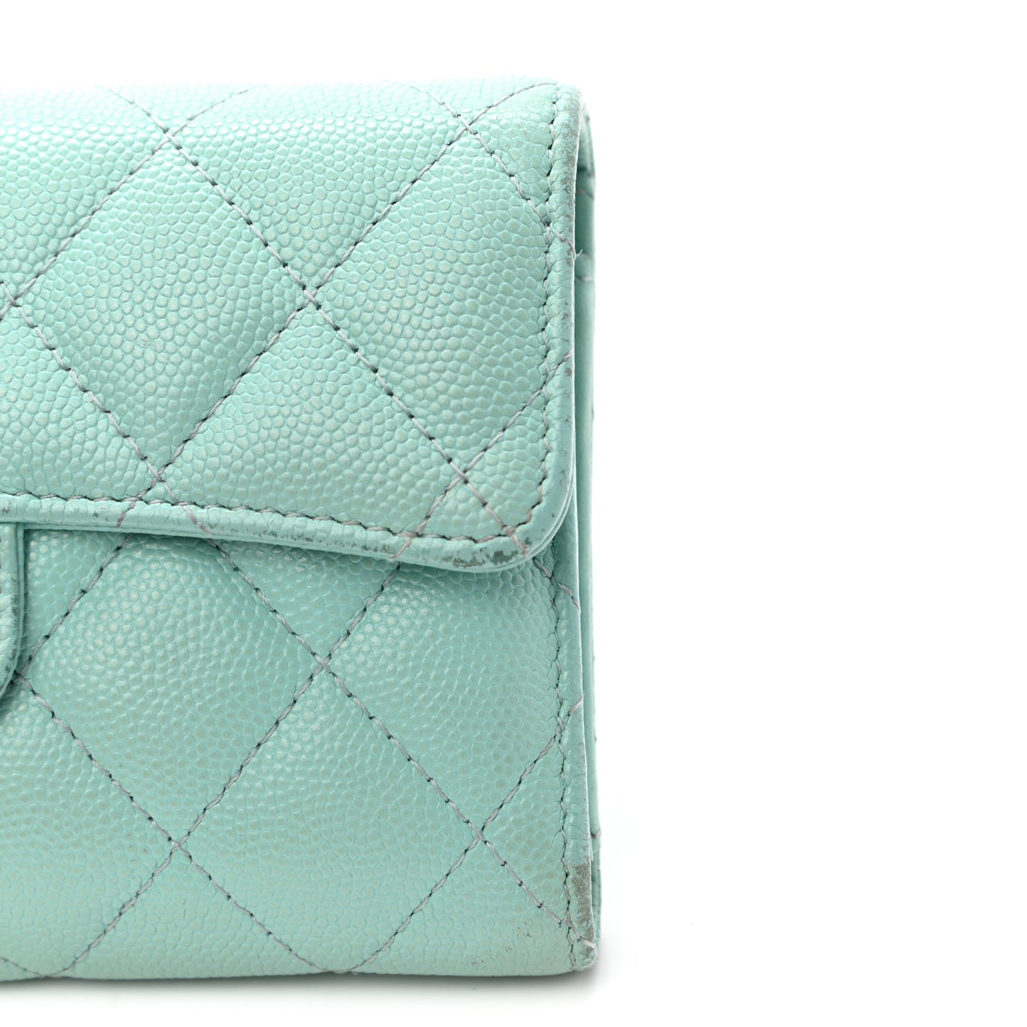 Caviar Quilted Medium Flap Wallet Light Blue