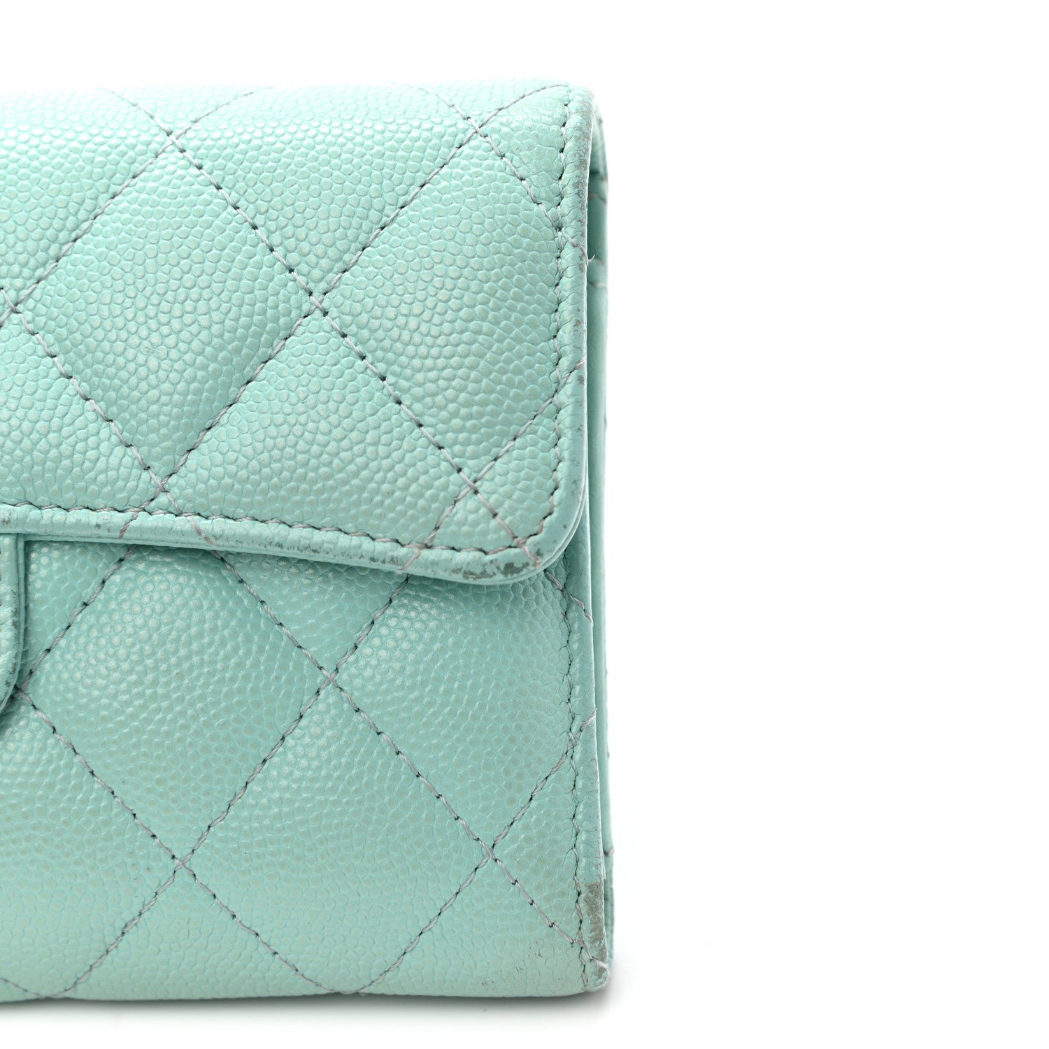 Chanel Caviar Quilted Medium Flap Wallet Light Blue 11 of 13