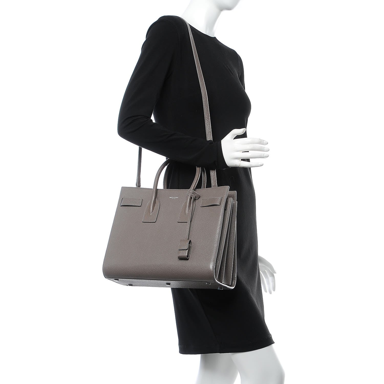Saint Laurent Grained Calfskin Small Sac De Jour Fog 2 of 9