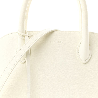 Balenciaga Signature Grained Calfskin Logo S Ville Top Handle Bag White Black 7 of 11