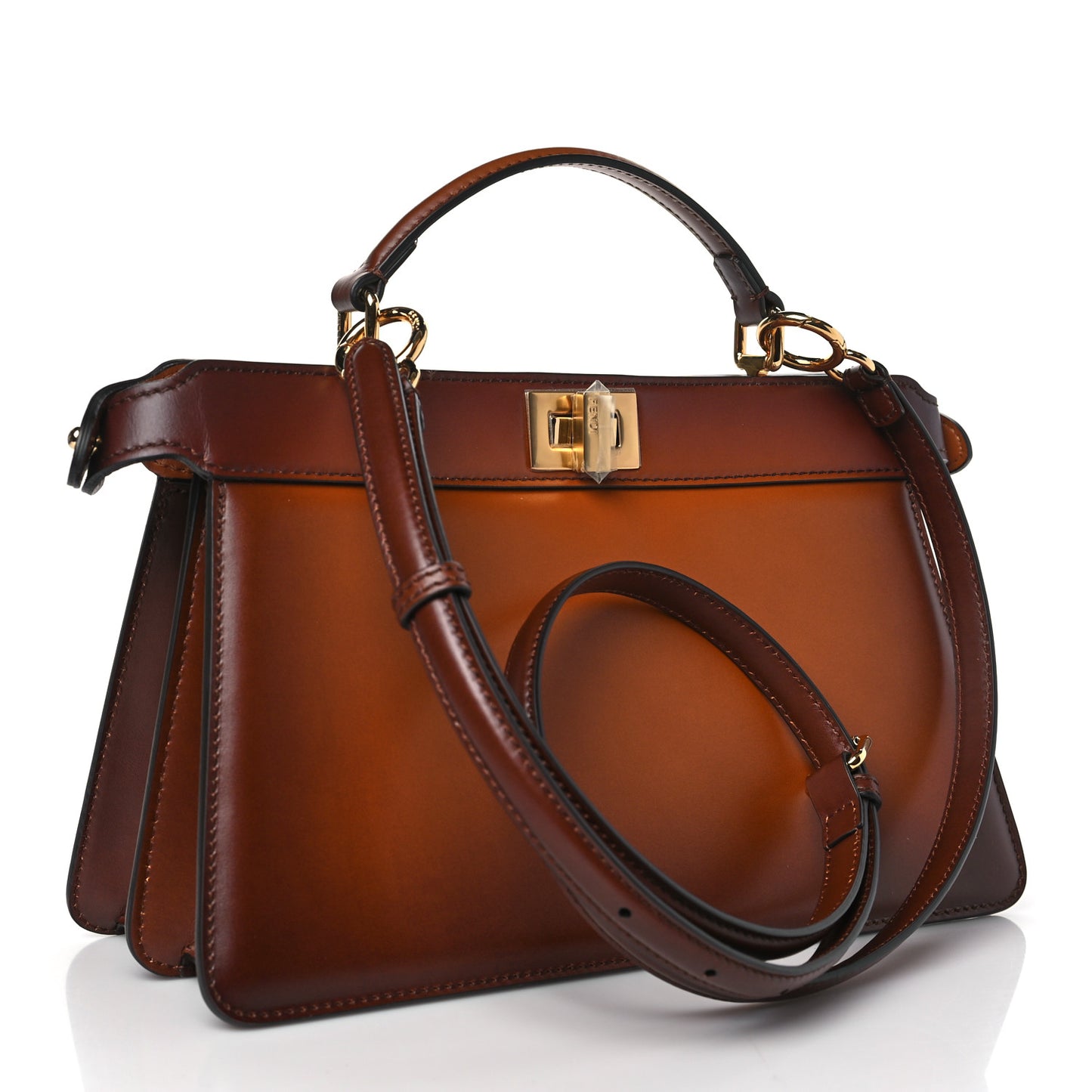 Vitello King Tamponato Medium Peekaboo I SEE U East West Satchel Cuoio