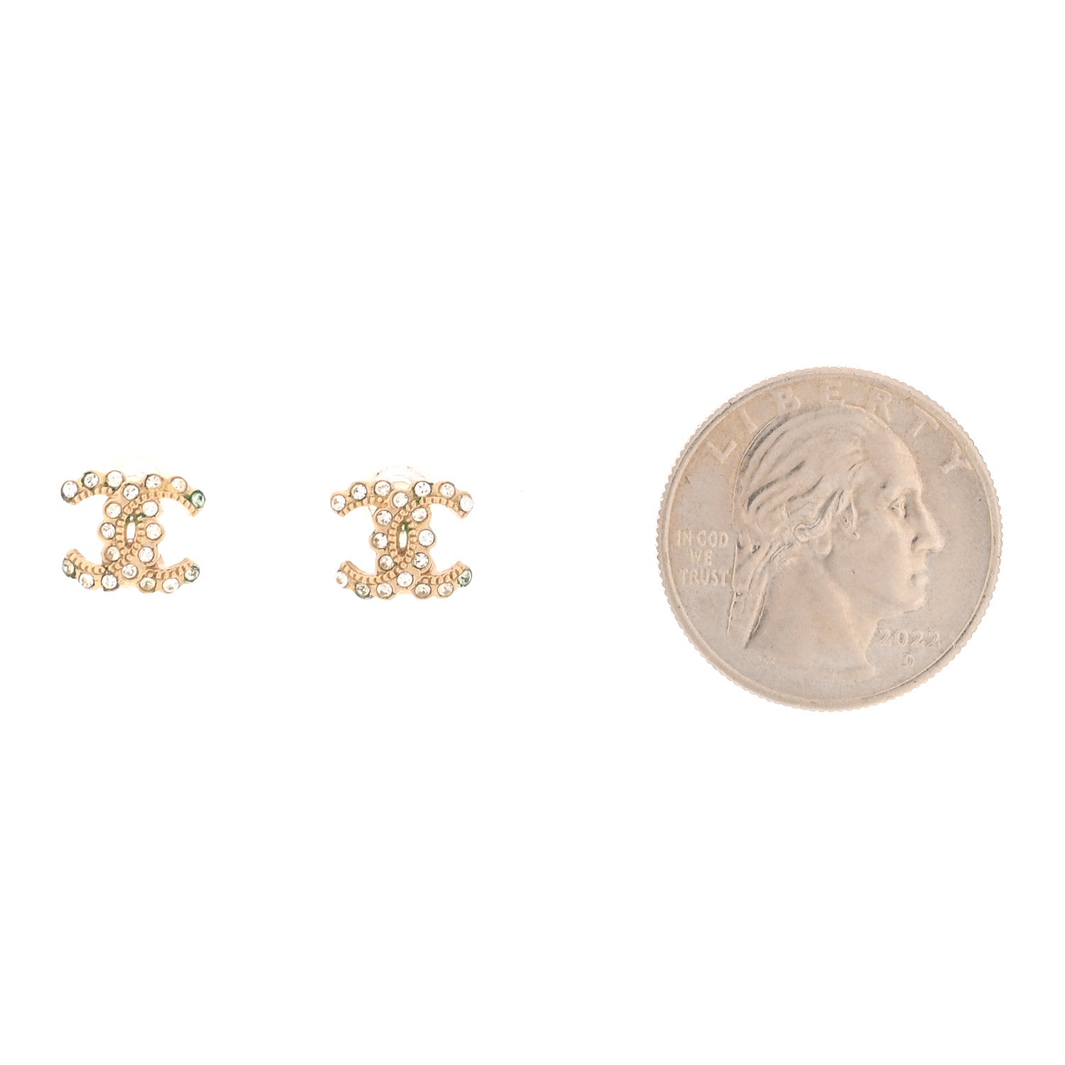 Chanel Crystal CC Earrings Gold 2 of 5