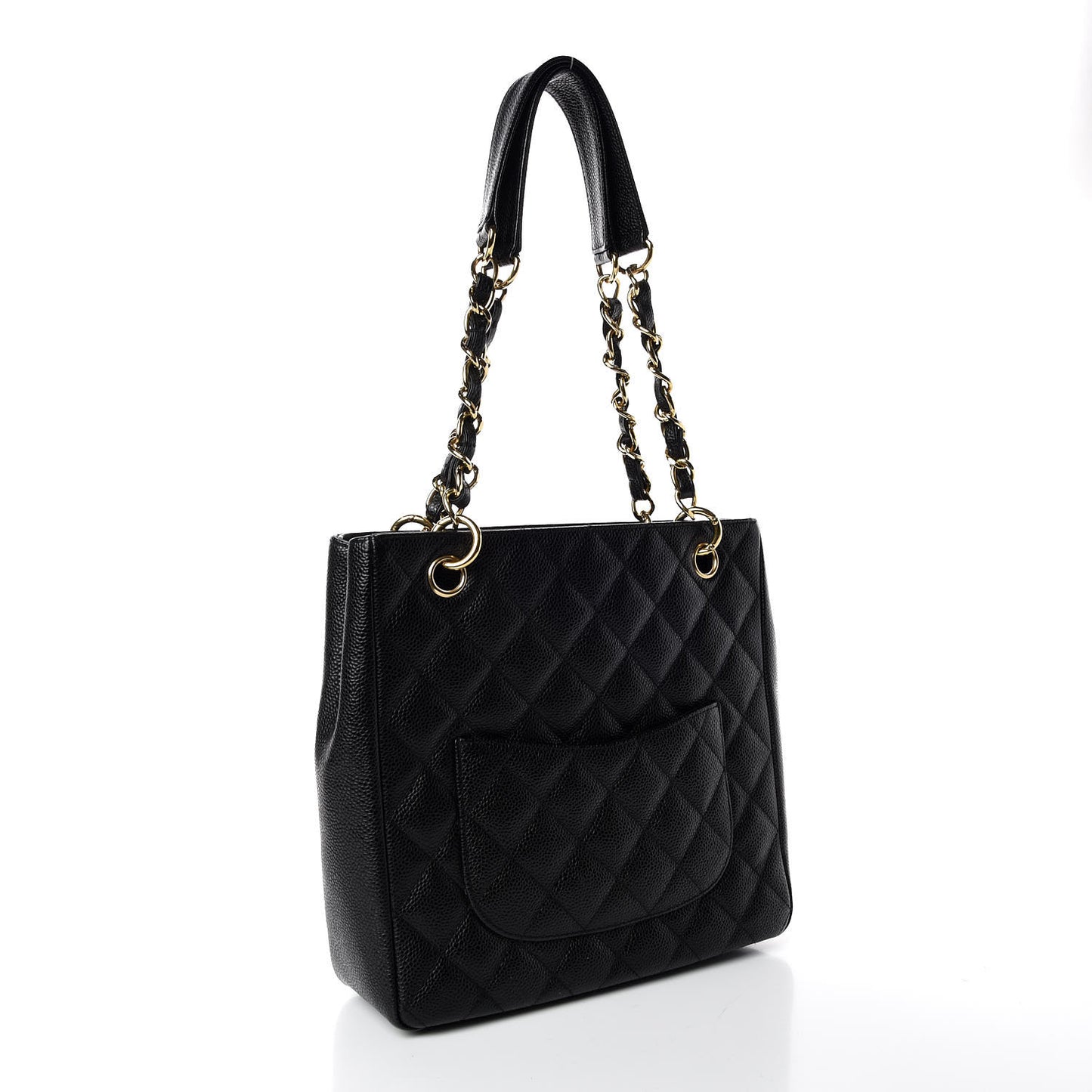 Caviar Quilted Petit Shopping Tote PST Black