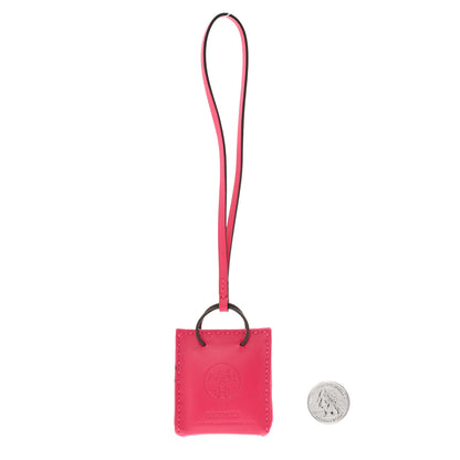 Hermes Milo Lambskin Swift Shopping Bag Charm Rose Mexico 2 of 6