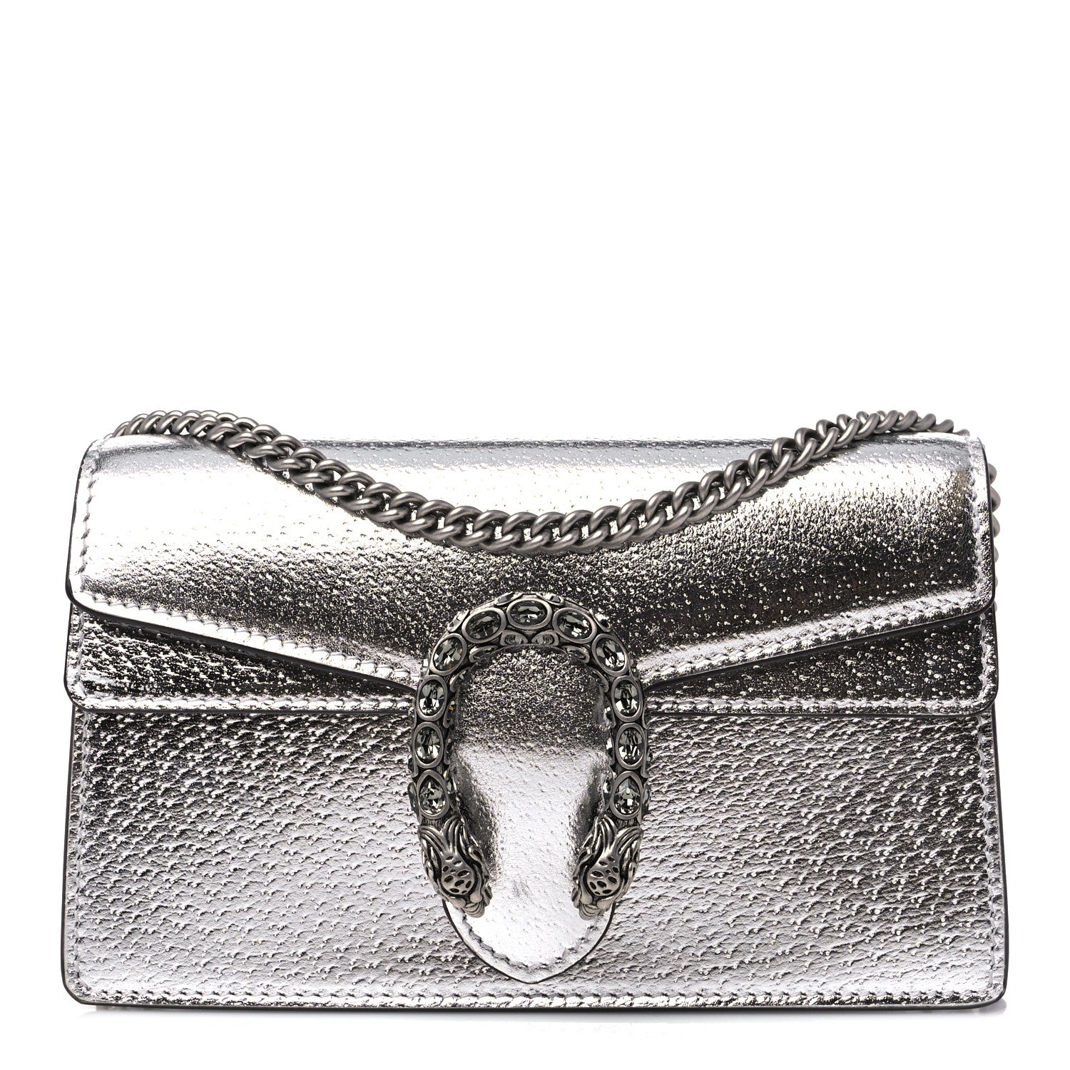 Gucci Metallic Calfskin Super Mini Dionysus Shoulder Bag Silver 1 of 10
