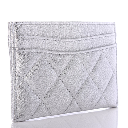 Chanel Metallic Lambskin Quilted Card Holder Silver 3 of 9