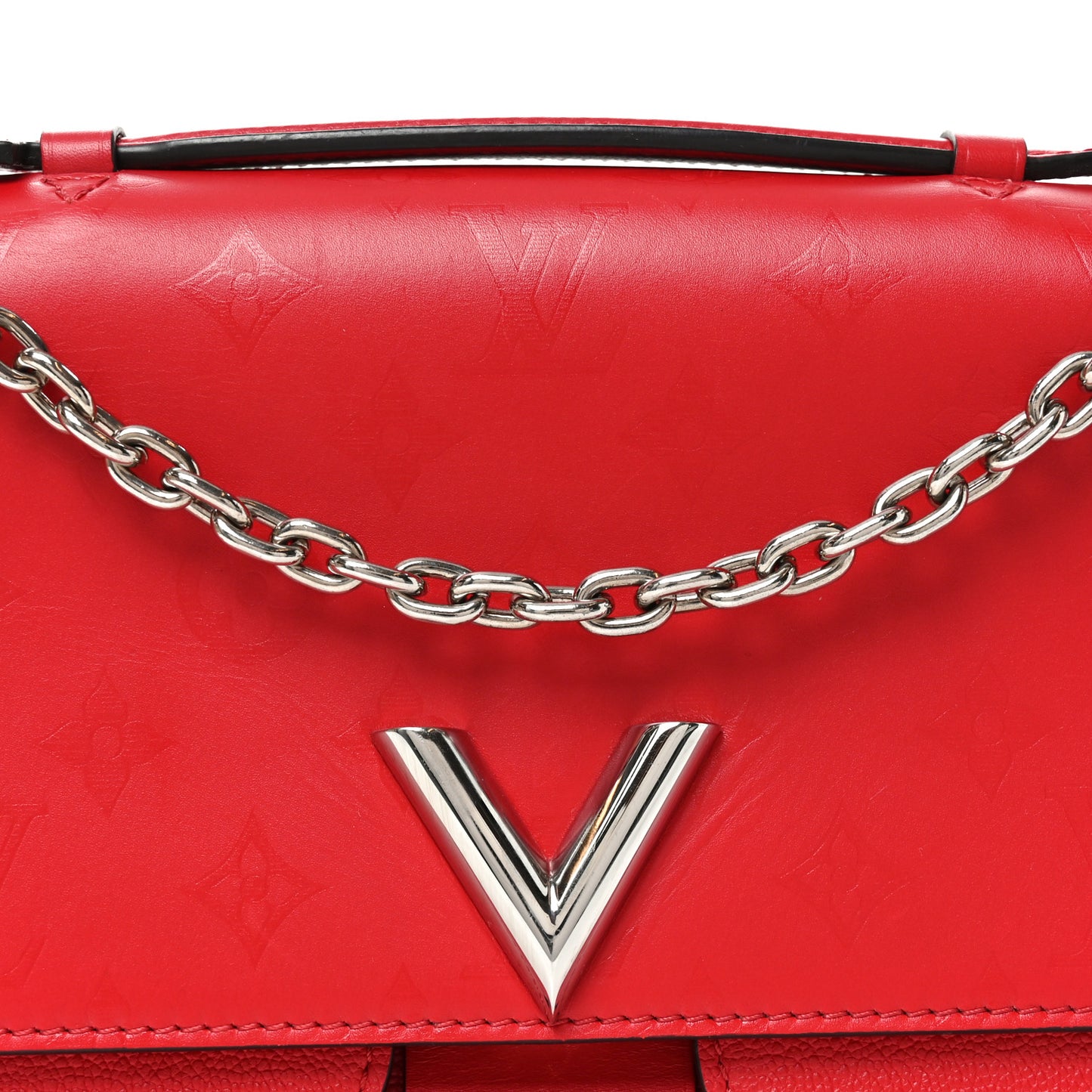 Monogram Cuir Plume Ecume Very Chain Bag Rubis Red
