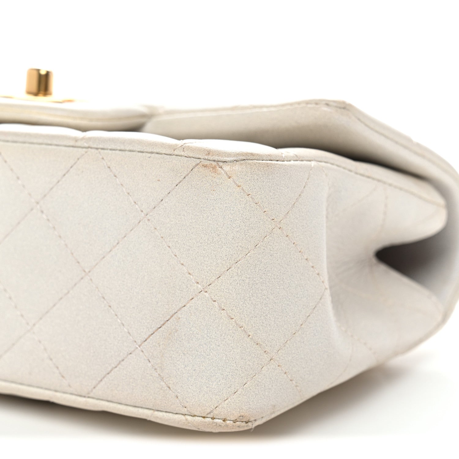 Chanel Iridescent Lambskin Quilted Mini Top Handle Rectangular Flap White 10 of 15