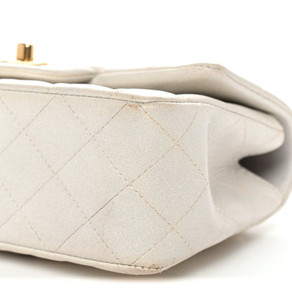 Chanel Iridescent Lambskin Quilted Mini Top Handle Rectangular Flap White 10 of 15