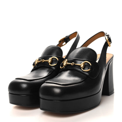 Gucci Quentin Granada Kid Horsebit Slingbacks Pumps 39.5 Black 3 of 11