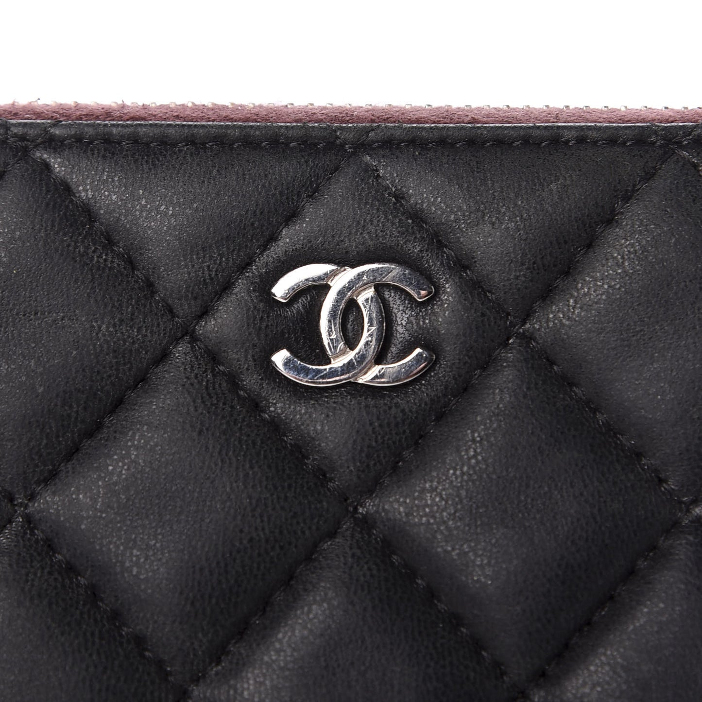 Lambskin Quilted Small Cosmetic Case Black