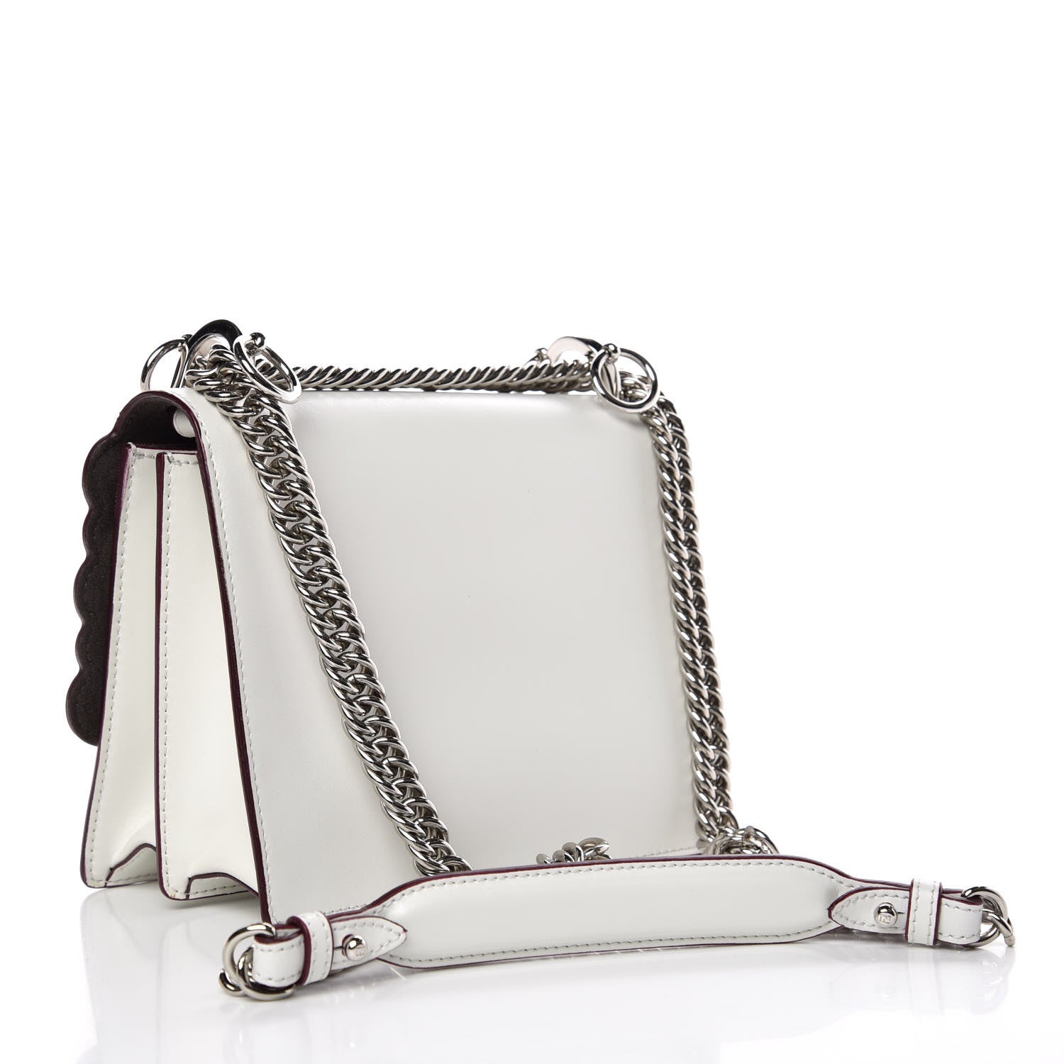 Fendi Vitello Liberty Scalloped Multi Studded Small Kan I Shoulder Bag White Ice Multicolor 3 of 9