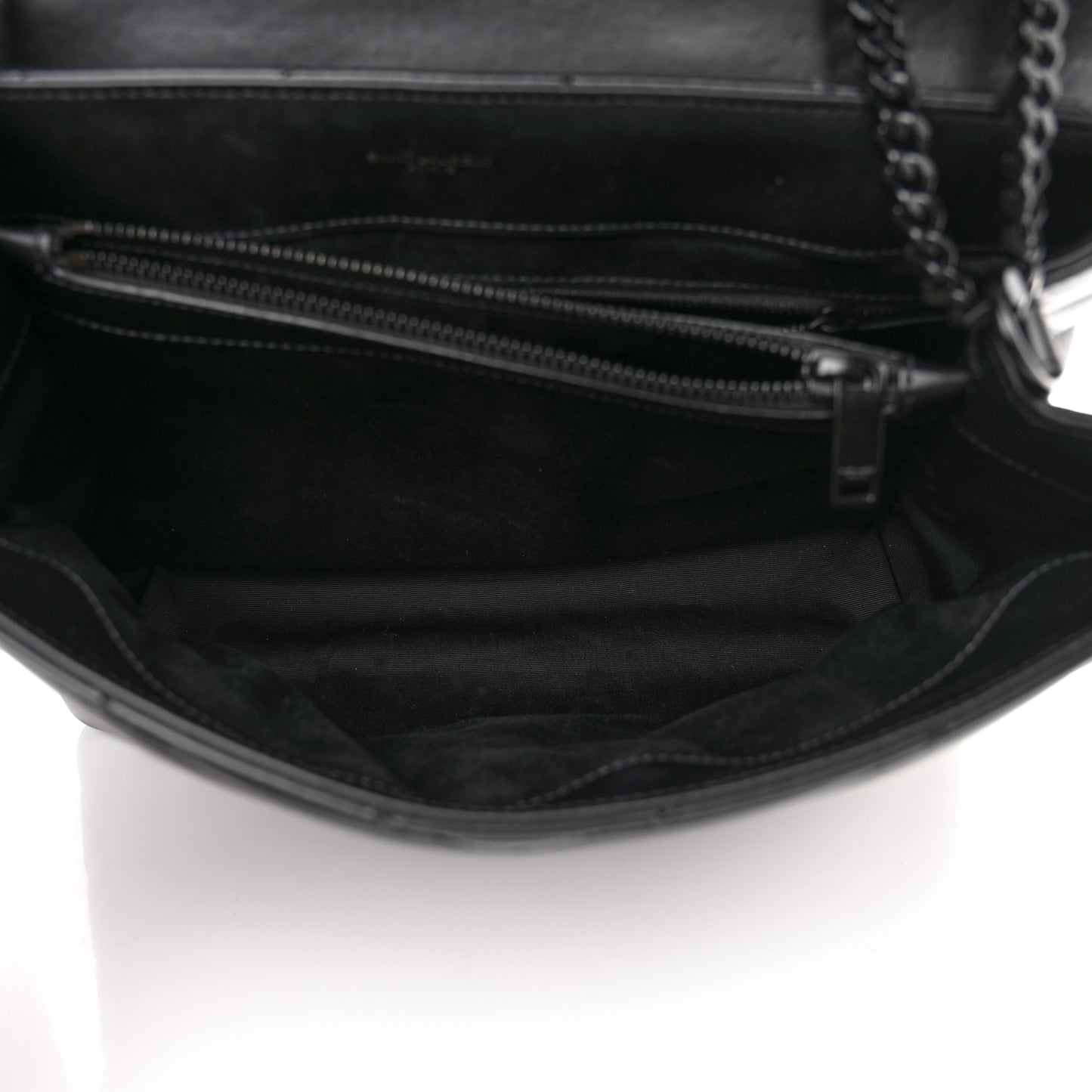 Calfskin Y Quilted Monogram Monochrome Medium Loulou Chain Satchel Black
