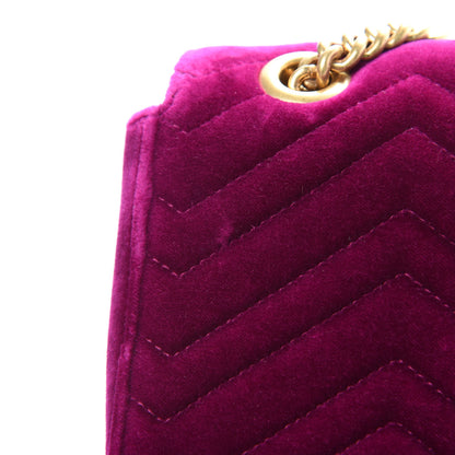 Gucci Velvet Matelasse Small GG Marmont Shoulder Bag Fuchsia Violet Cyclamen 10 of 10