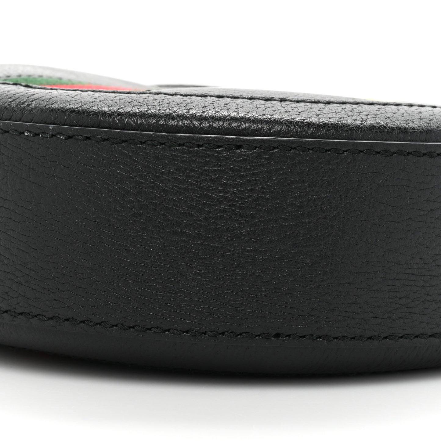Grained Calfskin Web Mini Ophidia Round Shoulder Bag Black