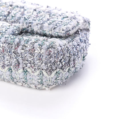 Chanel Tweed Quilted Mini Rectangular Flap Light Green Silver White 8 of 10