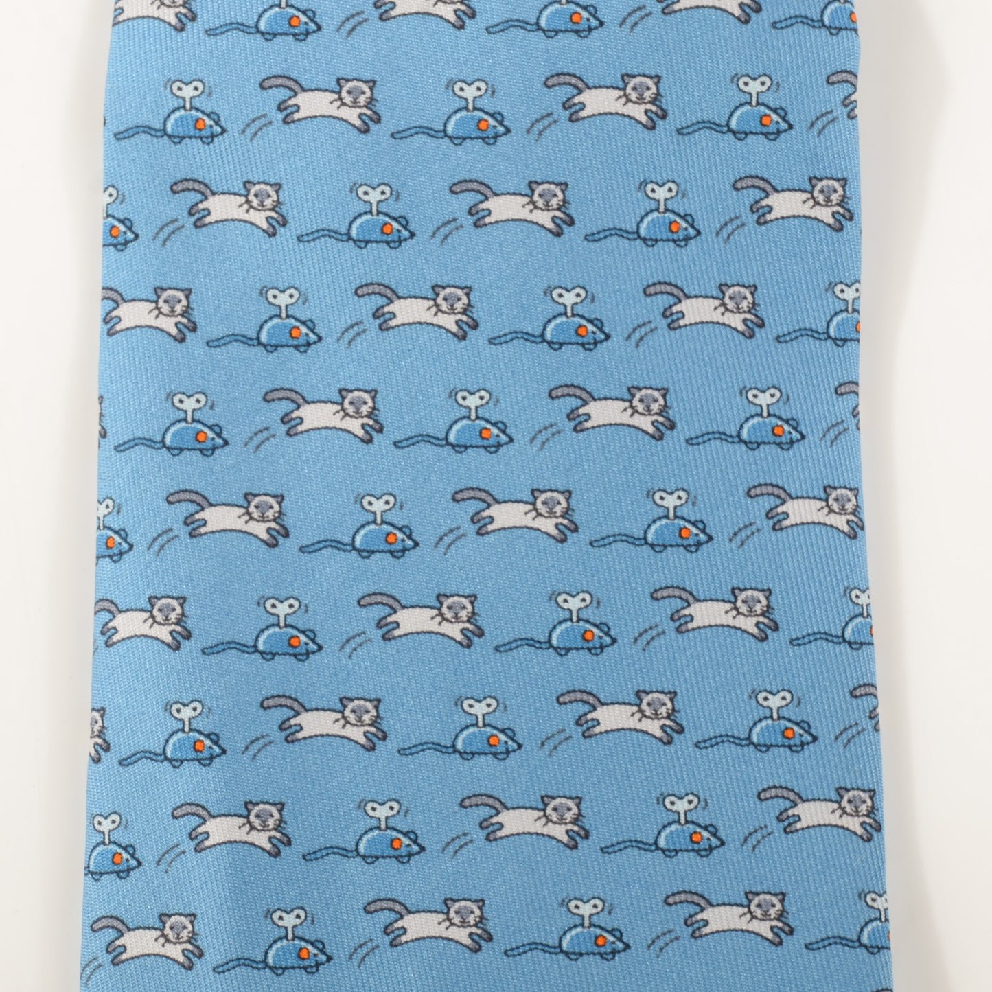 Silk Mecanichat Mens Neck Tie Ciel Craie Silex