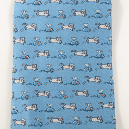 Hermes Silk Mecanichat Mens Neck Tie Ciel Craie Silex 3 of 6