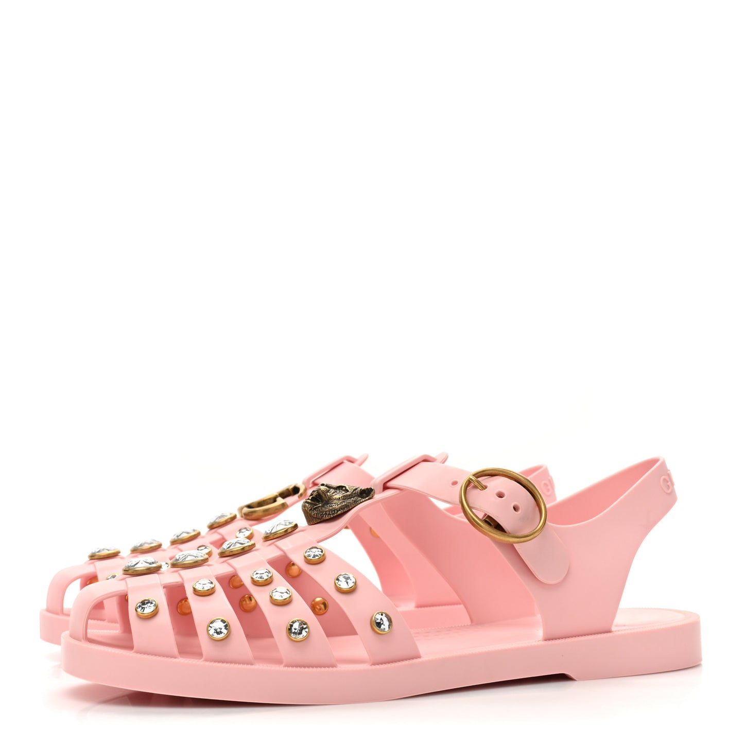 Rubber Crystal Womens Buckle Strap Sandal 37 Perfect Pink