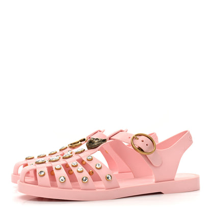 Gucci Rubber Crystal Womens Buckle Strap Sandal 37 Perfect Pink 3 of 12