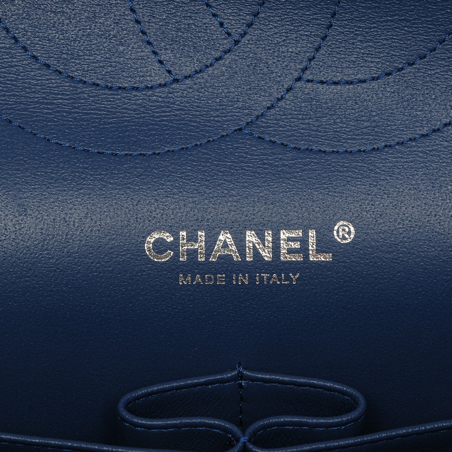 Caviar Chevron Quilted Jumbo Double Flap Blue