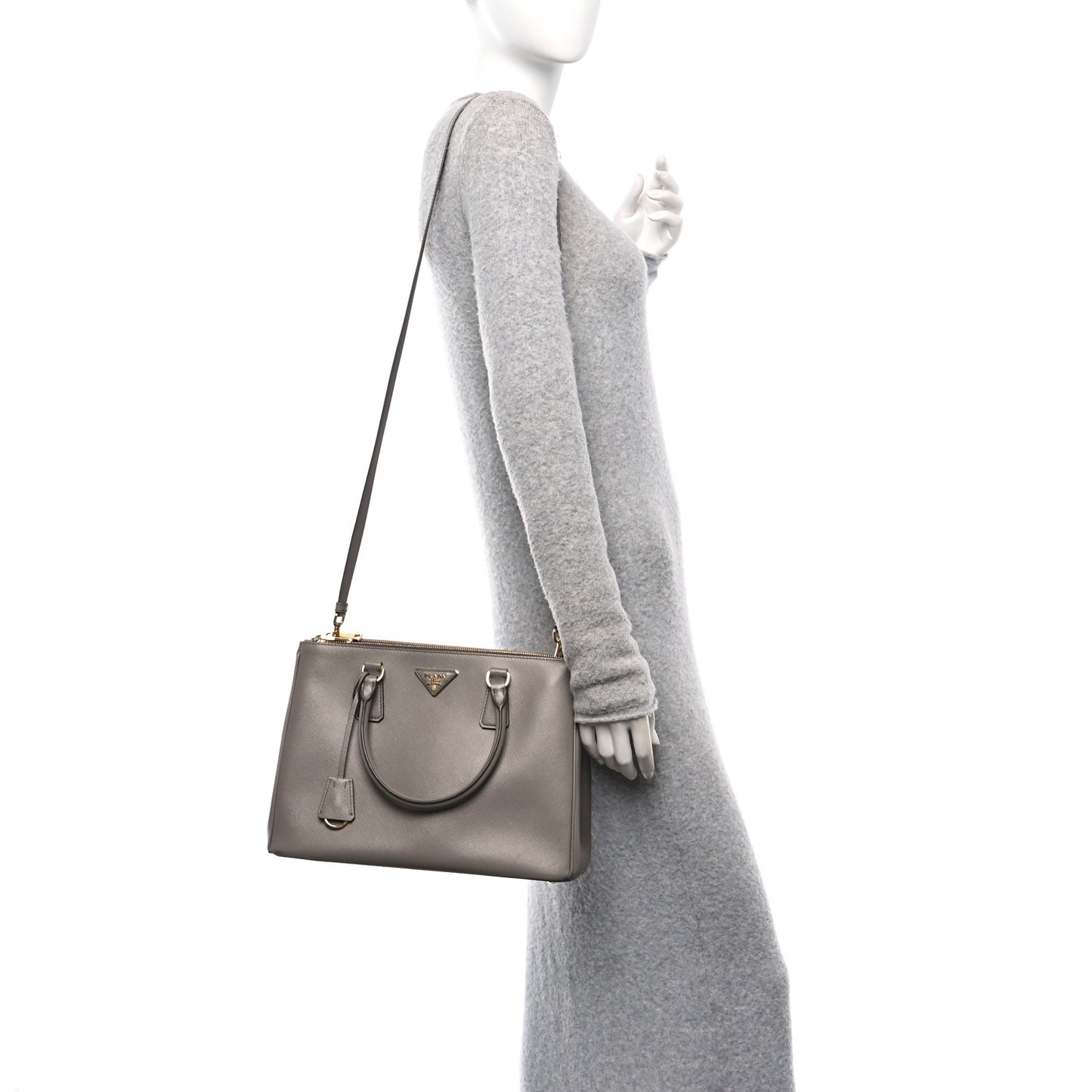 Saffiano Medium Galleria Double Zip Tote  Argilla