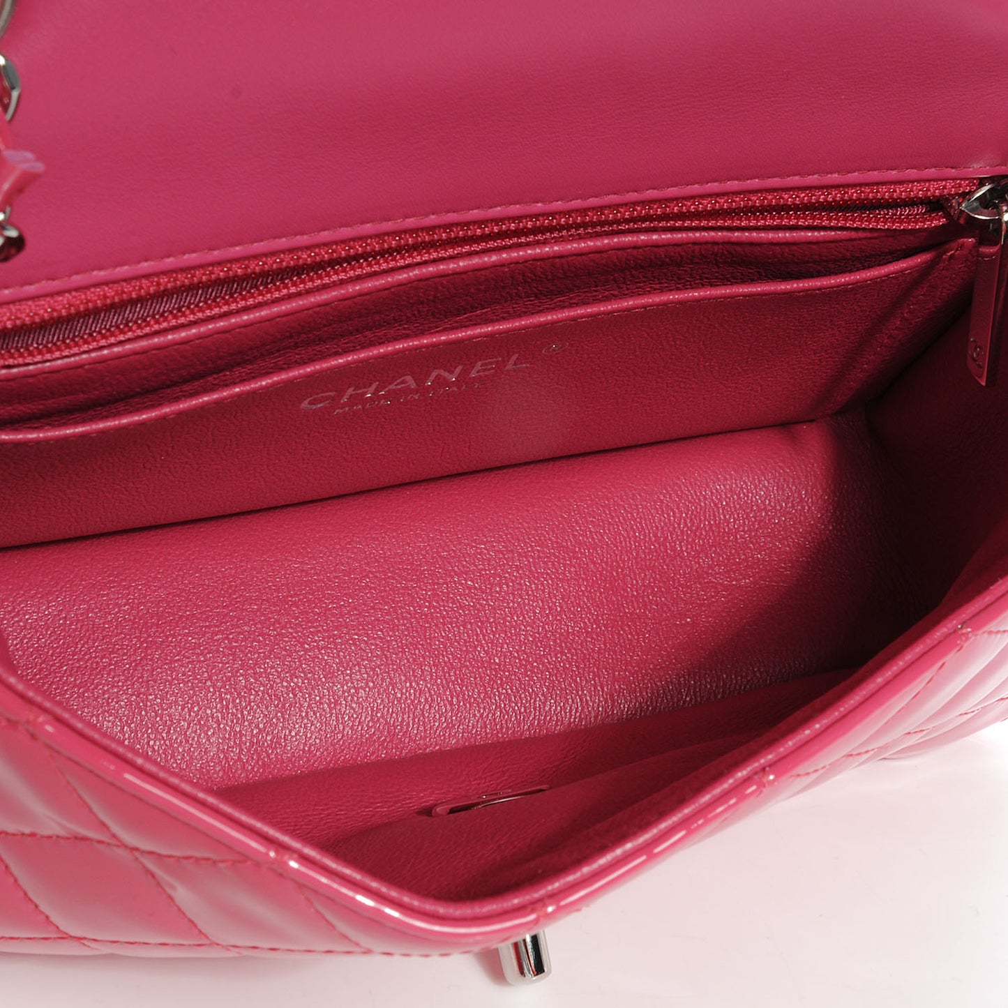 Patent Quilted Mini Flap Fuchsia